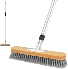 Stainless Steel Wire Scrub Brush with Long Handle, 62" Heavy Duty Floor Scrub