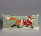 Peking Handicraft - Christmas  Sweater Fox Hook Wool/velvet back Pillow NEW 20"