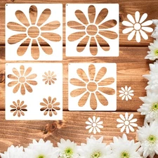 4 PCS Reusable Large Flower Daisy Stencils for Painting on Walls Crafts
