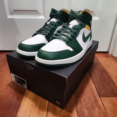 NEW Air Jordan 1 Mid Sonics Noble Green White 554724-371 Size 12.5