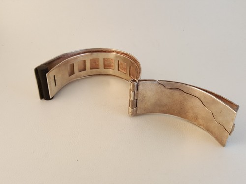 Bracciale bracciale vintage artigianale artigianale argento sterling studio modernista - Foto 11 di 18