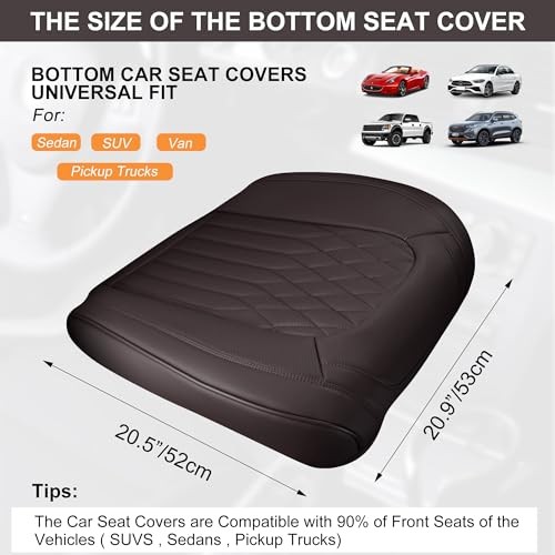 Front Car Seat Bottom Covers Brown, Universal Leather Front Seat Covers Bottom - Picture 7 of 7