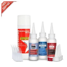 Complete Cyanoacrylate Super Glue Bundle with Accelerator for Precision Projects
