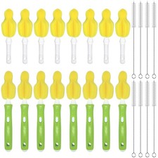 24 PCS Sponge Nipple Bottle Brushes Baby Replacement Heads Straw Brushes