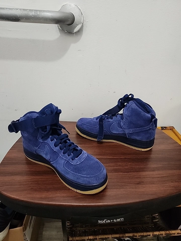 NIKE AIR Force 1 Gamuza Azul Medio Juvenil Talla 6.5Y 807617-401, Sin Zapato Encaje Foto 3 de 4