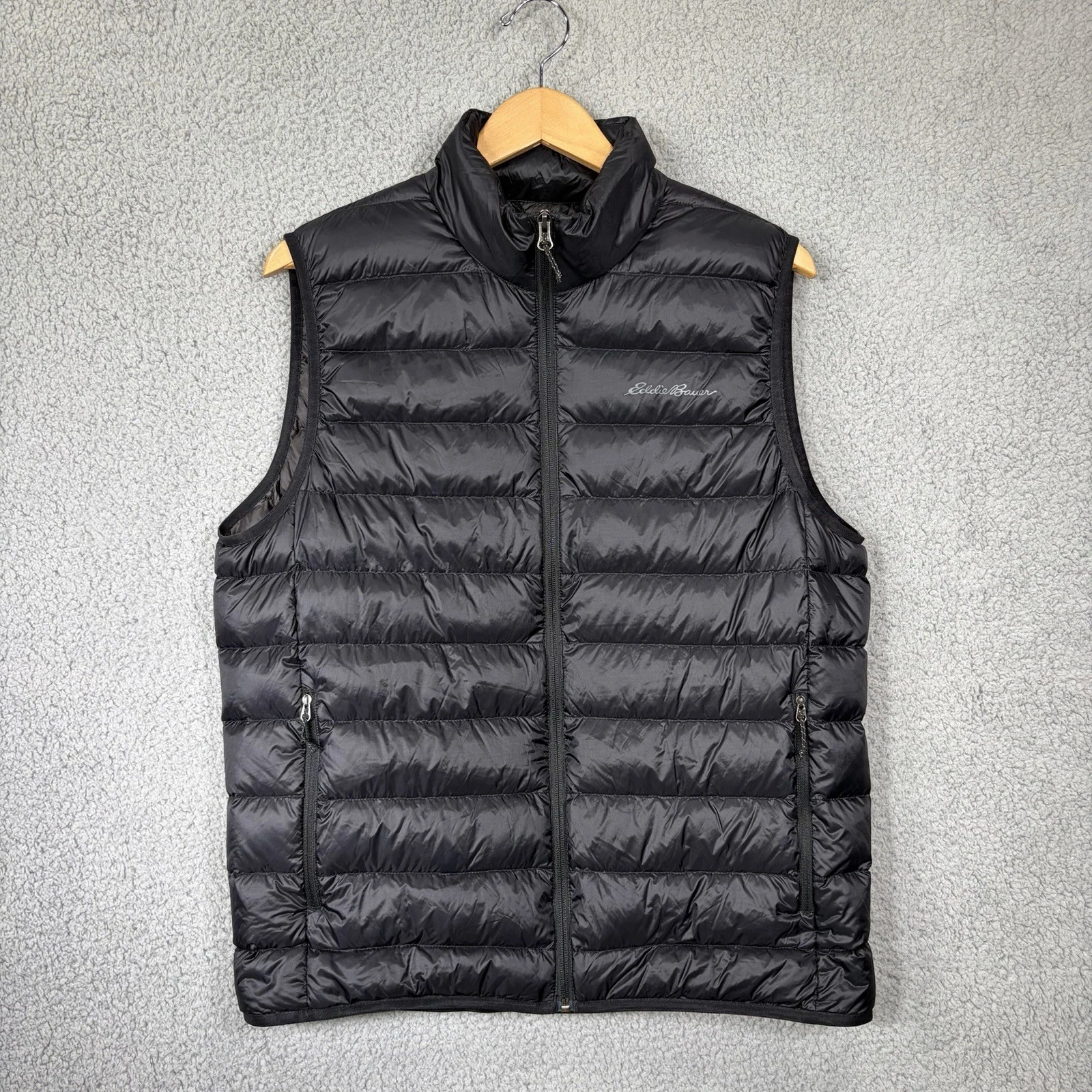 Eddie Bauer Mens Down Puffer Vest Black Sleeveless Lightweight Jacket