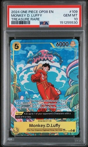 One Piece Monkey D. Luffy Op07-109 Treasure Rare PSA 10 GEM MINT