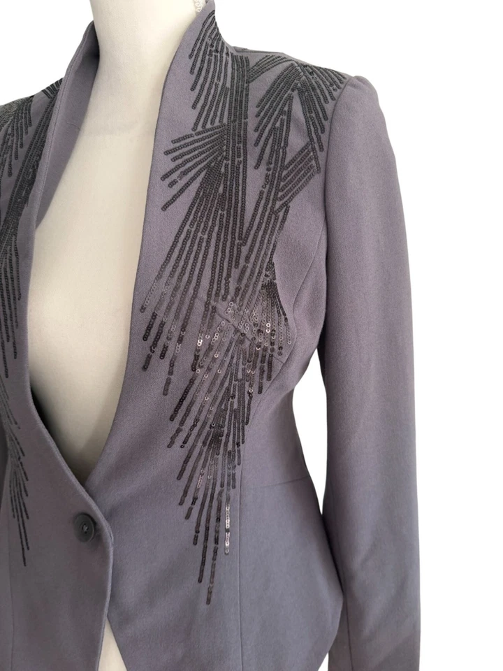 Chaqueta Blazer IMAN Gris Lentejuelas Adornada Talla XS NUEVA SIN ETIQUETAS Foto 2 de 4