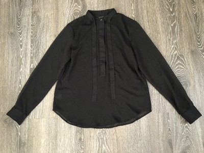 black blouse with neck tie