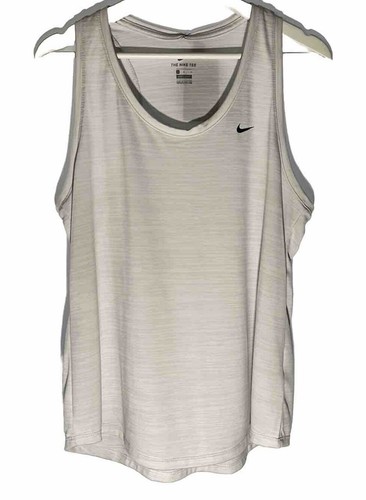Women’s Nike Light Gray Training Tank Top Standard Fit DRI-FIT Size L New - Foto 7 di 7