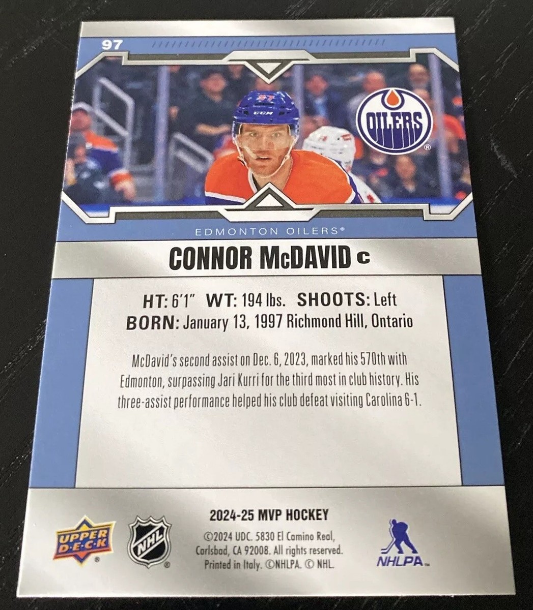 2024-25 Upper Deck MVP Hockey Base Connor McDavid