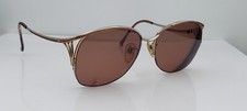 Vintage Sebastiano Brown Gold Oval Half-Rim Sunglasses FRAMES ONLY
