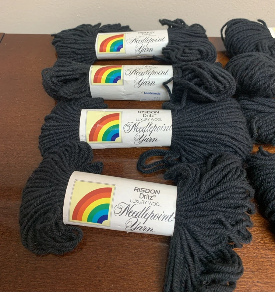 Same Dye Lot of 8 Risdon Dritz 100% Virgin Wool Needlepoint Yarn - 544A Black - Image 2 of 4