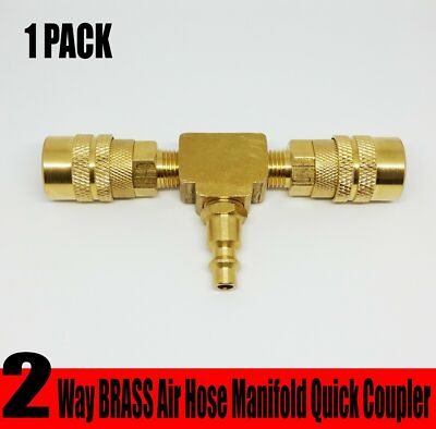Jual Three Way Air Hose Manifold Quick Coupler Connector Adapter Splitter, 1/4 Di Seller Homyl - Foto 3