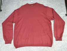 VTG Bachrach Men 2XL Sweater Top Pullover 100 Merino Wool Red Long Sleeve Italy