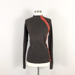 Armani Exchange Grande Falso Pescoço Suéter Top com nervuras Botão Lateral Cinza Claro Vermelho | eBay