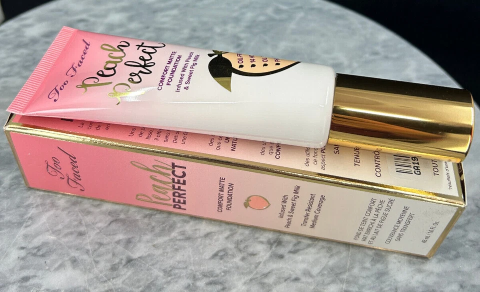 Too Faced Peach Perfect Comfort Matte Foundation GANACHE 1.6 oz New In Box - Image 2 of 4