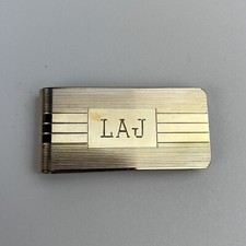 Vintage B.A.Ballou Gold B.A.B. Overlay Engraved  LAJ  Money Clip 1  x2  