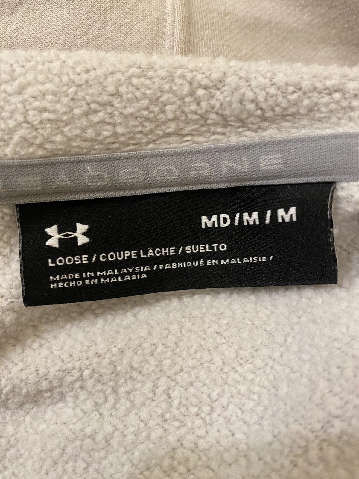 OFF WHITE Under Armour felpa con cappuccio donna media off white righe vestibilità ampia maglione collo cappuccio