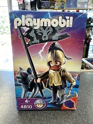 Playmobil 4810 Soldat mit Axt, Banner, grauem Wolf & lila Katapultstück brandneu in Verpackung