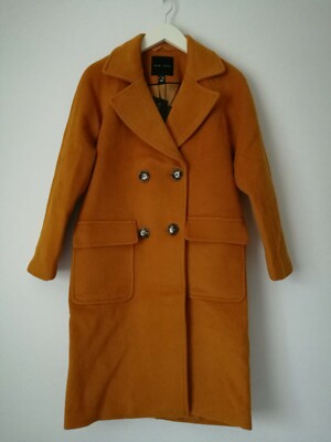 New Look mustard yellow wool blend coat size S UK