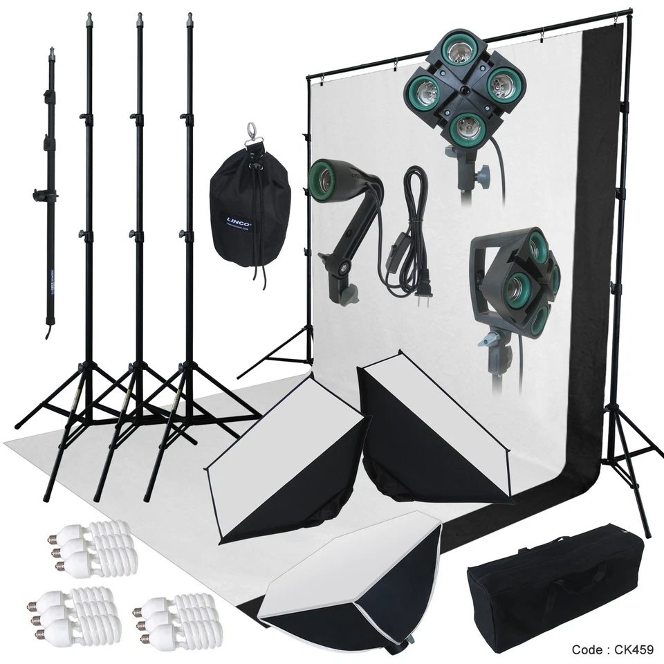 Soporte de telón de fondo 9x13 BW soporte fotografía estudio video softbox iluminación 3Kit Foto 2 de 4