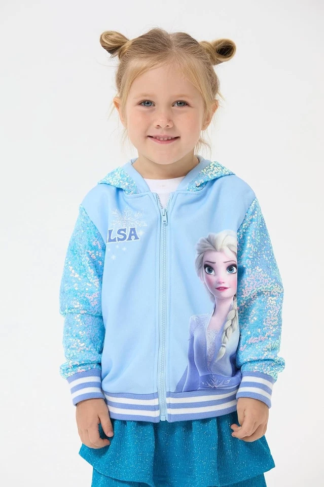 Jaqueta Disney Frozen Elsa Stitch Minnie Mouse Criança Menina 3-4T, Elsa-azul - Imagem 3 de 4