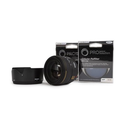 Sigma 30mm für Sony f1.4 EX DC 30 mm mit Polfilter und UV Filter Zubehörpaket