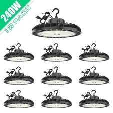 10 PACK -240W UFO LED High Bay Light With Sosen Driver Industrial Warehouse Lamp