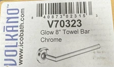 Volkano V70323  ICO Bath Volkano Glow 8" Towel Bar, Chrome*NEW*