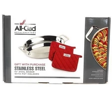 15” All Clad Oval Baker With Pot Holders