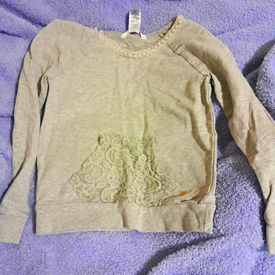 GUESS Kids Gray Crewneck Pullover Sweatshirt Lace Long Sleeve M(10/12)