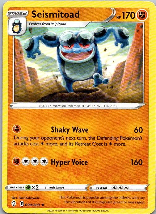 2021 Seismitoad 090/203 Rare Evolving Skies Pokemon