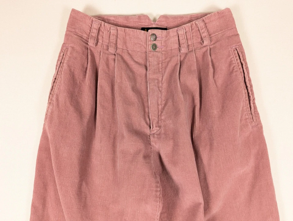 VINTAGE Lizsport Pants Womens 8 Pink Corduroy Pleated High Rise Tapered 90s - Image 3 of 4