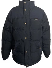LL Bean Mountain Classic Down Puffer Parka Coat Mens Small Full Zip Black Winter