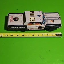 Vintage Tin Police Highway Patrol Toy Car Vehicle "POLICE" "POLICE DEPT"