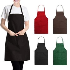 Kitchen Chef Bib Apron Cooking 2 Pockets Waterproof Butcher Catering Restaurant