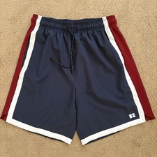 Russell Athletic 90s Style Basketball Shorts Navy Blue Red Stripe Men s Size M