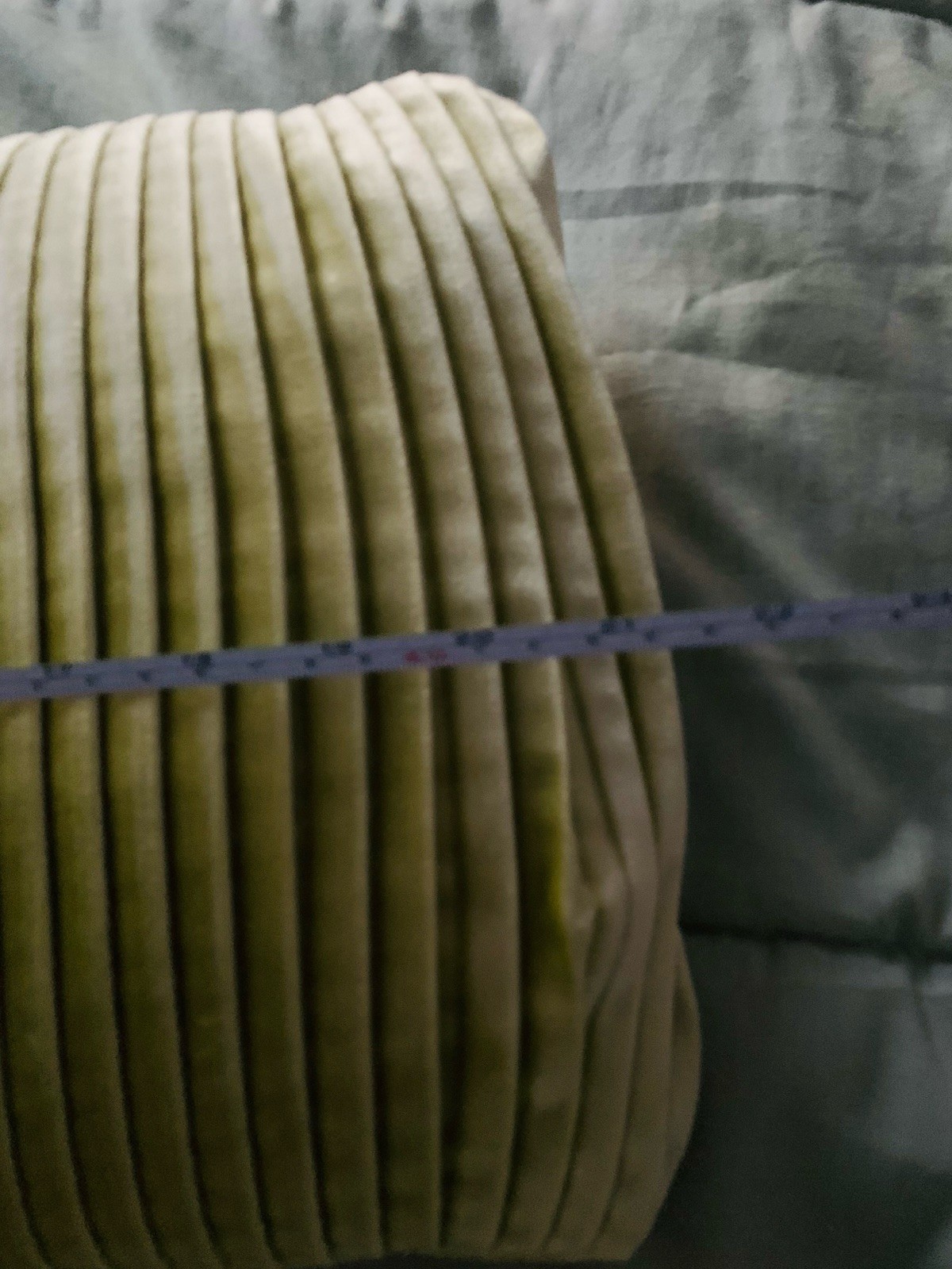 ZARA HOME - Lime Green Velvet Ribbed Cushion with Insert – 43x26cm Throw Pillow