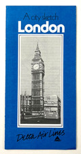 1985 Delta Air Lines City Sketch London England Vintage Tourist Travel Brochure