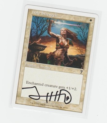 Magic the Gathering ~ Holy Strength ~ M/NM ~7th Ed. ~  Signed by Artist #3