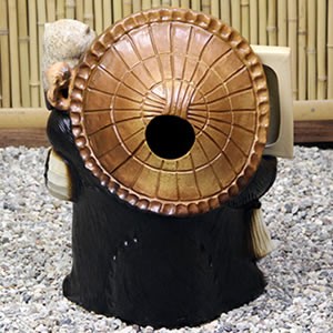 Shigaraki Ware Tanuki Statue No.17 Holding Owl Nameplate