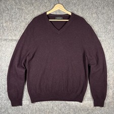 Bloomingdale's Sweater Men's XL Purple V Neck Cashmere Pullover