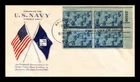 DR JIM STAMPS US COVER WWII NAVY FDC SCOTT 935 PLATE BLOCK GRIMSLAND CACHET