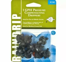 (10Pack) Raindrip R110CT Plastic Black 1 GPH Spot Drip Irrigation Dripper 1/4 in