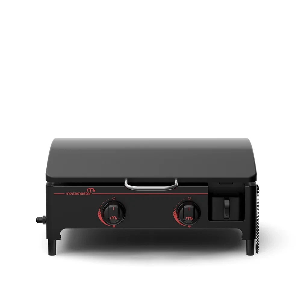 2-Burner Portable Gas Griddle with Built-In Lid, 18,000 Btus, 282 SQ in Cooking