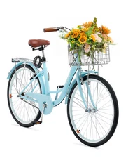 VEVOR 26-Inch Cruiser Bike 1-Speed Light Blue Beach Cruiser Bike with Basket