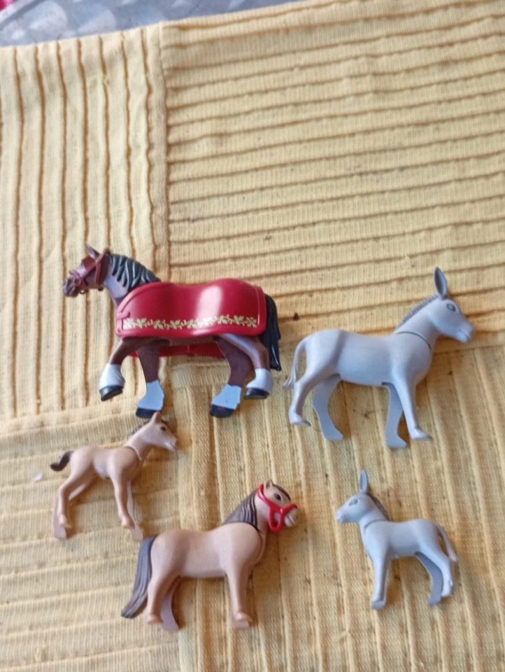 PLAYMOBIL Lot animaux chevaux et ânes avec poulains en plastique - Photo 4/4