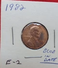 Error Coin E-2  1982 LINCOLN CENT Blob in date   Circulated