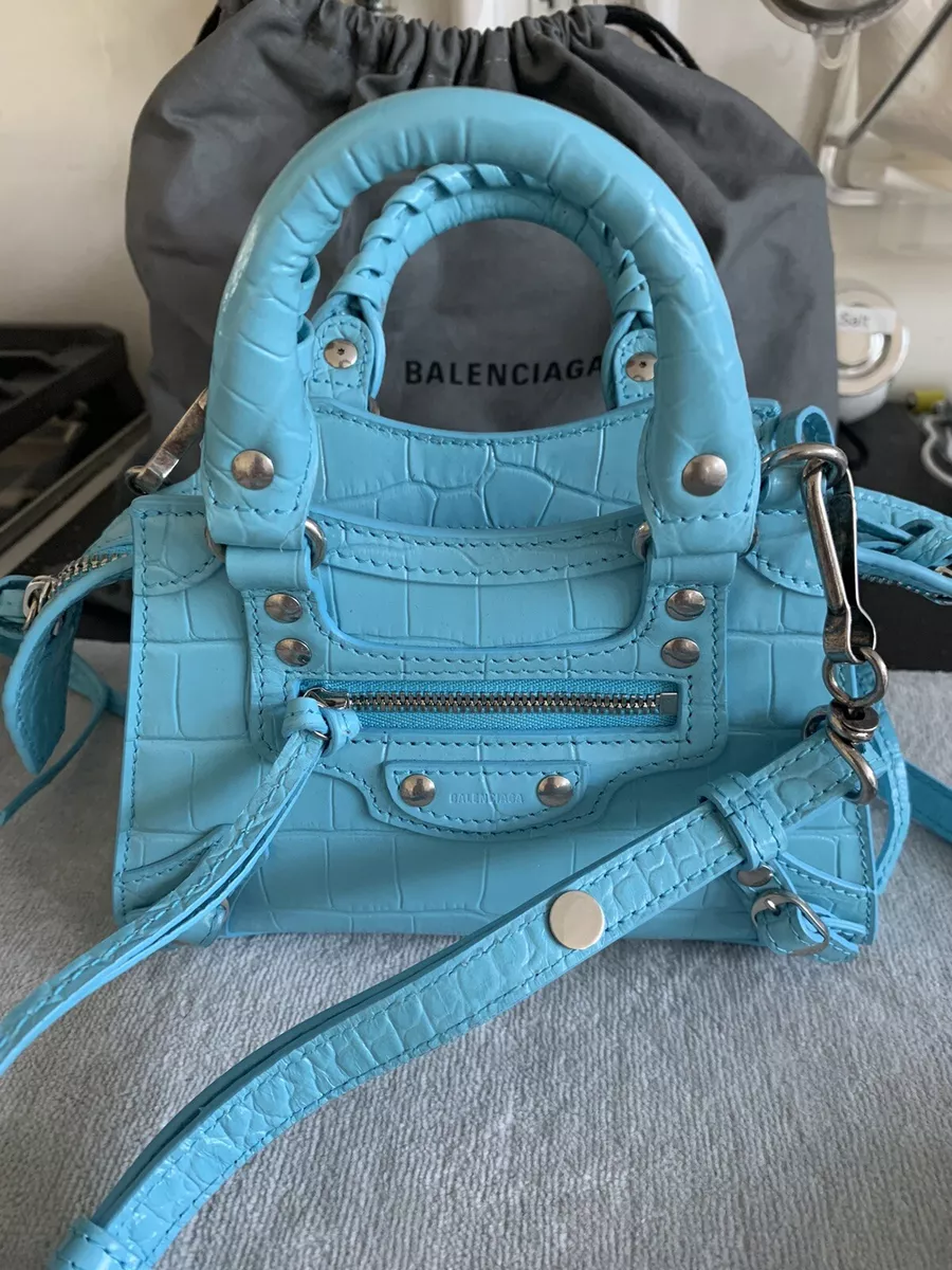 Brand New Balenciaga Classic City Bag Mini Crossbody Blue Croc - Embossed eBay